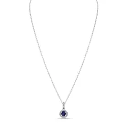 Colier din aur alb cu Diamant, Safir