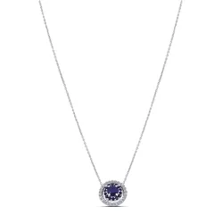 Colier din aur alb cu Diamant, Safir