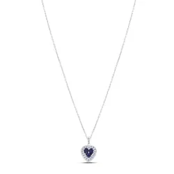 Colier din aur alb cu Diamant, Safir