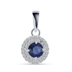 Подвеска из белого золота с камнями Бриллиант, Сапфир