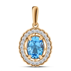 Pandantiv din aur roșu cu pietre Cubic Zirconia Incolor, Topaz Swiss