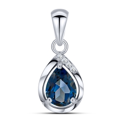 Pandantiv din aur alb cu pietre Cubic Zirconia Incolor, Topaz London