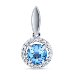 Pandantiv din aur alb cu pietre Cubic Zirconia Incolor, Topaz Swiss