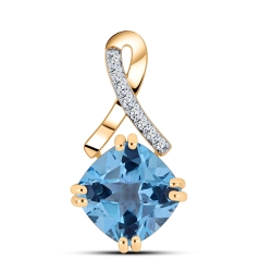 Pandantiv din aur roșu cu pietre Cubic Zirconia Incolor, Topaz Swiss
