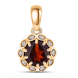 Pandantiv din aur roșu cu pietre Cubic Zirconia Incolor, Granat