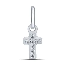 Cruce din aur alb cu Cubic Zirconia Incolor