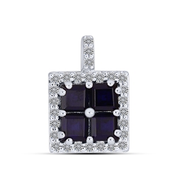 Pandantiv din aur alb cu Diamant, Safir