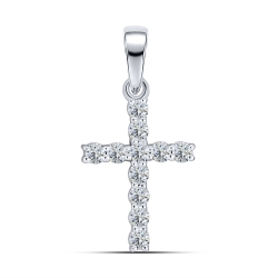 Cruce din aur alb cu Diamant