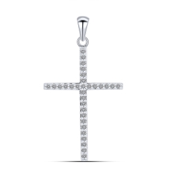 Cruce din aur alb cu Diamant