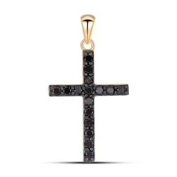 Cruce din aur roșu cu Diamant negru