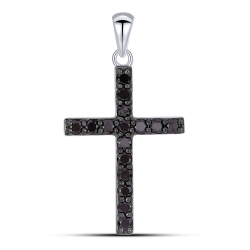Cruce din aur alb cu Diamant negru