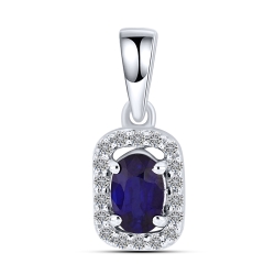 Pandantiv din aur alb cu Diamant, Safir