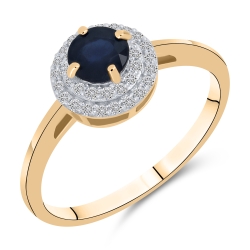 Inel din aur roșu cu pietre Diamant, Safir