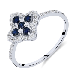 Inel din aur alb cu pietre Diamant, Safir
