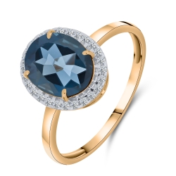 Inel din aur roșu cu pietre Cubic Zirconia Incolor, Topaz London