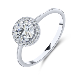 Inel din aur alb cu pietre Moissanite
