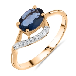 Inel din aur roșu cu pietre Cubic Zirconia Incolor, Topaz London