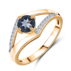 Inel din aur roșu cu pietre Cubic Zirconia Incolor, Topaz London