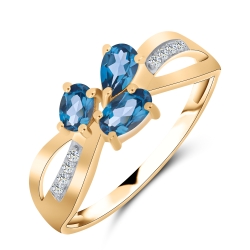 Inel din aur roșu cu pietre Cubic Zirconia Incolor, Topaz London