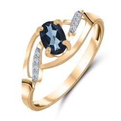 Inel din aur roșu cu pietre Cubic Zirconia Incolor, Topaz London