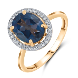 Inel din aur roșu cu pietre Cubic Zirconia Incolor, Topaz London