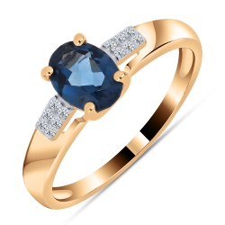 Inel din aur roșu cu pietre Cubic Zirconia Incolor, Topaz London
