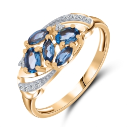 Inel din aur roșu cu pietre Cubic Zirconia Incolor, Topaz London
