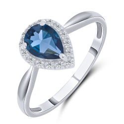 Inel din aur alb cu pietre Cubic Zirconia Incolor, Topaz London