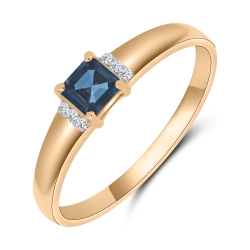 Inel din aur roșu cu pietre Cubic Zirconia Incolor, Topaz London