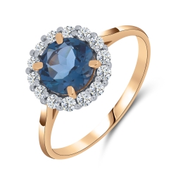 Inel din aur roșu cu pietre Cubic Zirconia Incolor, Topaz London
