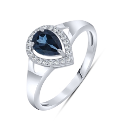 Inel din aur alb cu pietre Cubic Zirconia Incolor, Topaz London