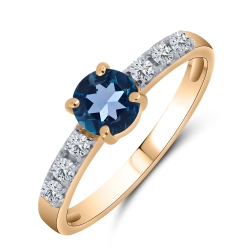 Inel din aur roșu cu pietre Cubic Zirconia Incolor, Topaz London
