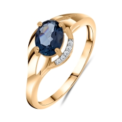 Inel din aur roșu cu pietre Cubic Zirconia Incolor, Topaz London