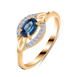 Inel din aur roșu cu pietre Cubic Zirconia Incolor, Topaz London