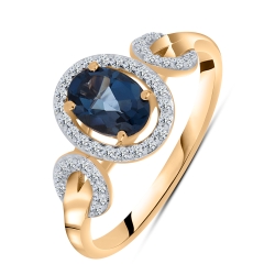 Inel din aur roșu cu pietre Cubic Zirconia Incolor, Topaz London