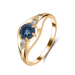 Inel din aur roșu cu pietre Cubic Zirconia Incolor, Topaz London