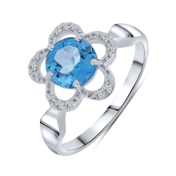 Inel din aur alb cu pietre Cubic Zirconia Incolor, Topaz Swiss