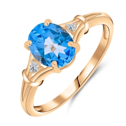 Inel din aur roșu cu pietre Cubic Zirconia Incolor, Topaz Swiss