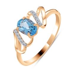 Inel din aur roșu cu pietre Cubic Zirconia Incolor, Topaz Swiss