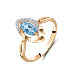 Inel din aur roșu cu pietre Cubic Zirconia Incolor, Topaz Swiss