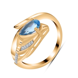 Inel din aur roșu cu pietre Cubic Zirconia Incolor, Topaz Swiss
