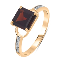 Inel din aur roșu cu pietre Cubic Zirconia Incolor, Granat