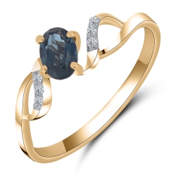 Inel din aur roșu cu pietre Cubic Zirconia Incolor, Topaz London