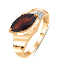 Inel din aur roșu cu pietre Cubic Zirconia Incolor, Granat