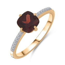 Inel din aur roșu cu pietre Cubic Zirconia Incolor, Granat