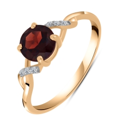 Inel din aur roșu cu pietre Cubic Zirconia Incolor, Granat