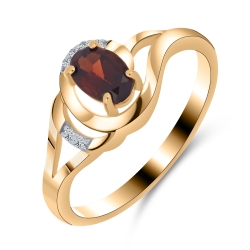 Inel din aur roșu cu pietre Cubic Zirconia Incolor, Granat