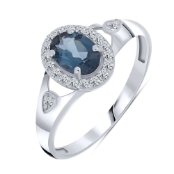 Inel din aur alb cu pietre Cubic Zirconia Incolor, Topaz London