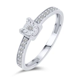 Inel din aur alb cu pietre Diamant