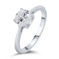 Inel din aur alb cu pietre Moissanite